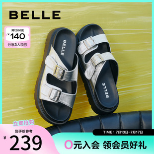子可外穿拖鞋 百麗女鞋 黑色鞋 新款 B1798BT4 復古厚底勃肯拖女夏季