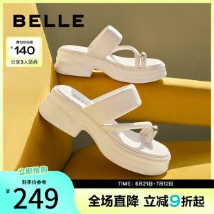 厚底夾腳涼鞋 子海邊增高戶外拖鞋 女夏季 鞋 B1782BT4 新款 百麗女鞋