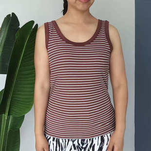 吊帶內搭外穿 吸汗條紋背心女士打底上衣高彈力萊賽爾薄款 夏季 薄款
