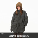 BLACKBB 牛仔外套多口袋設計感寬松夾克上衣 復古水洗做舊落肩工裝