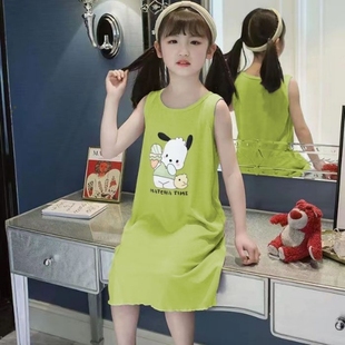 新款 背心裙卡通帕恰狗睡衣母女親子家居服 冰絲莫代爾睡裙女童夏季