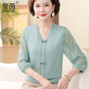 時尚 薄款 冰絲小衫 中老年女夏季 洋氣寬松 套裝 香港專柜氣質(zhì)媽媽春裝