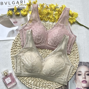 古妃正品 無鋼圈寬肩帶乳膠文胸罩 蠶絲健康養護內衣女大胸顯小薄款
