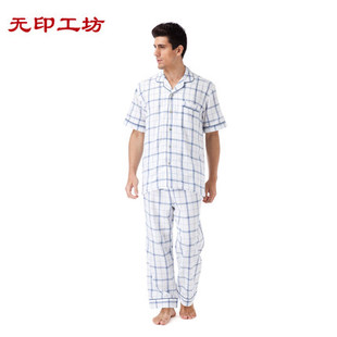 提花格子短袖 夏款 家居服 純棉睡衣 簡約大氣 無印工坊 時尚 男士