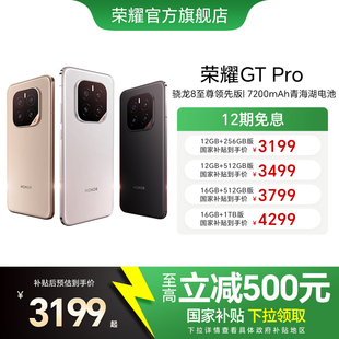 政府補貼500元 5G智能手機驍龍8至尊領先版 HONOR Pro 7200mAh青海湖電池官方旗艦店游戲大電池 榮耀GT