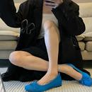 春夏仙女復古蝴蝶結芭蕾舞鞋 子2025新款 女鞋 內增高小香風藍色單鞋