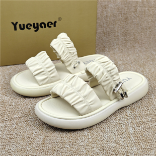 厚底一字拖鞋 處理女鞋 潮鞋 時尚 月芽兒正品 百搭休閑涼拖鞋 撤柜斷碼