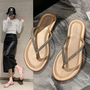 女夏外穿2025新款 沙灘海邊夾板涼鞋 時(shí)尚 平底夾趾爆款 大碼 人字拖鞋