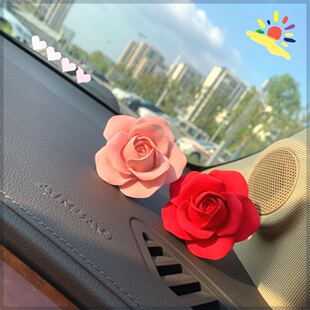 玫瑰花車載香水汽車出風口香氛花朵飾品車內藍色妖姬擴香石香薰