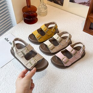 超火女孩沙灘鞋 2025兒童勃肯鞋 洋氣軟底女寶夏 夏季 胖東來女童涼鞋