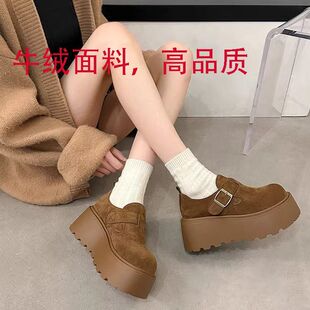 款 厚底休閑鞋 百搭增高樂福鞋 輕便時尚 透氣款 女2025春季 復古單鞋 鞋