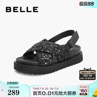 子外穿涼拖戶外涼鞋 女鞋 B1922BL4 新款 百麗厚底銀色涼鞋