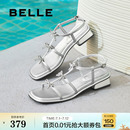 羅馬單鞋 百麗粗高跟一字帶涼鞋 法式 新款 子B2668BL5 女2025夏季