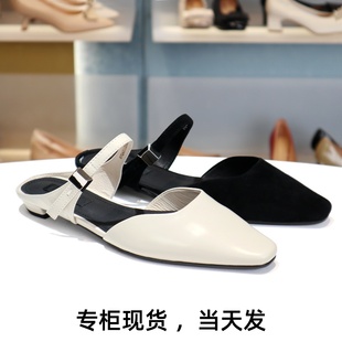 女KYQ42112 羊皮包頭拖半拖鞋 COMELY康莉2025新款 低跟小方頭穆勒鞋