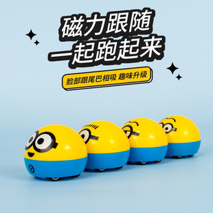 小黃人磁力跟隨車慣性回力小汽車神偷奶爸公仔造型擺件兒童玩具車