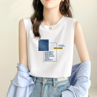 外貿(mào)出口品牌清倉100%純棉休閑吊帶背心女2025夏打底外穿無袖 T恤