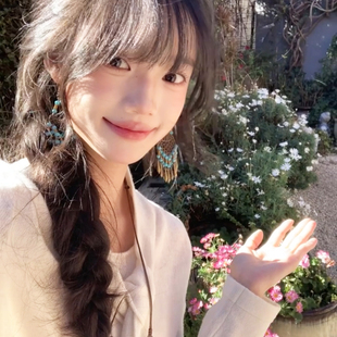 波西米亞民族風串珠耳環個性 流蘇耳釘女高級感度假風耳飾 復古長款