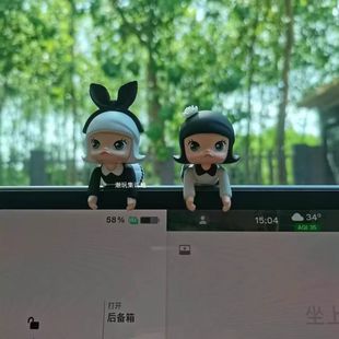 泡泡瑪特MOLLY改娃可愛盲盒潮玩手辦車載屏幕擺件汽車裝 飾品女生