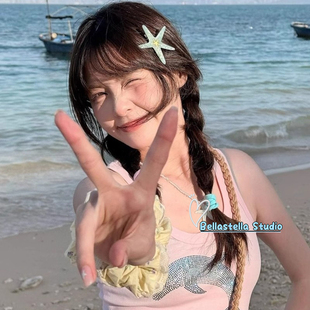 夏日海灘 海星醋酸發夾劉海碎發側邊鴨嘴夾子海邊度假氛圍感頭飾