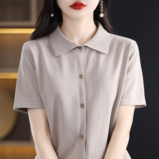 開衫 清倉撿漏100%純棉POLO衫 純棉針織衫 外貿(mào)女春夏新款 領(lǐng)外套 短袖