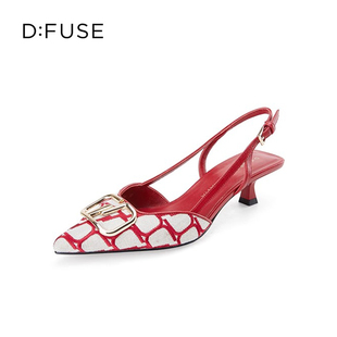 女DF41114116 尖頭金屬扣淺口后空高跟涼鞋 D：Fuse 迪芙斯春夏新款