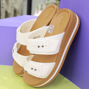209978 布魯克林編織低跟厚底露趾涼拖鞋 Crocs女鞋 卡駱馳洞洞鞋