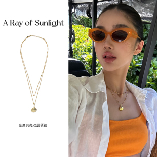 sunlight金色貝殼雙層項(xiàng)鏈小眾設(shè)計(jì)感疊戴夏日度假風(fēng)女 ray