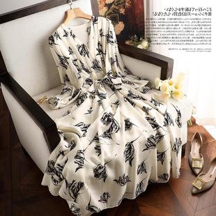 品牌折扣店商場外貿女裝 優雅高端真絲桑蠶絲連衣裙女氣質 清倉時尚