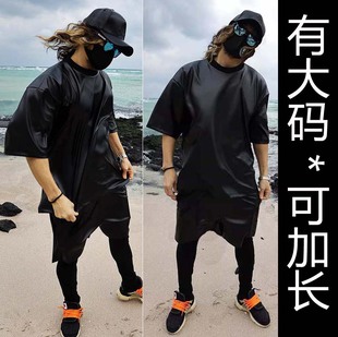 彈力皮U短袖 潮款 T恤短褲 套裝 可加長 上新 加肥加大碼 男式