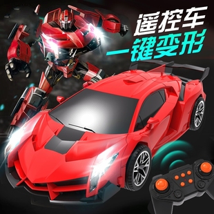變形遙控車玩具金剛機器人一鍵變形警車充電兒童變形汽車禮物男孩