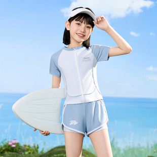 兒童泳衣女童2025新款 備 分體防曬兩件套初中生中大童速干游泳衣裝