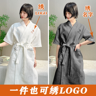 浴袍VIP美容減肥瘦身SPA春秋四季 純棉華夫格浴袍刺繡LOGO客人名字