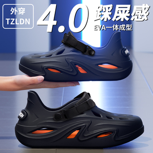 男士 男款 黑色夏季 防滑防臭戶外穿沙灘涉水涼鞋 2025新款 溯溪洞洞鞋