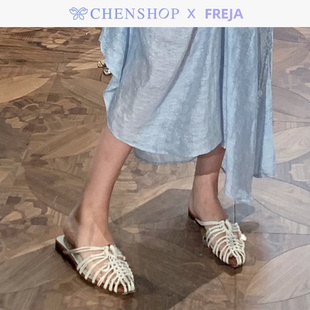 真皮大底耐磨CHENSHOP設(shè)計(jì)師品牌 小羊皮編織拖鞋 Freja時(shí)尚 氣質(zhì)款