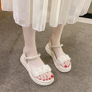 平底海邊沙灘鞋 新款 仙女外穿配裙子chic軟底羅馬 女2025年夏季 涼鞋