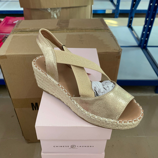 女編織麻繩一字帶交叉女外穿涼鞋 外貿(mào)原單女鞋 圓頭厚底坡跟涼鞋