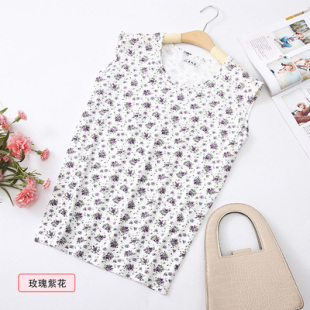 上衣服婆婆休閑坎肩 中老年圓領套頭無袖 夏季 媽媽透氣涼快背心女裝