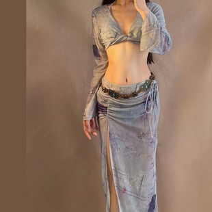 cicory泳衣女2025新款 高級感分體牛仔度假風辣妹性感比基尼四件套