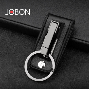 Jobon中邦腰帶鑰匙扣簡(jiǎn)約個(gè)性 單環(huán)穿皮帶汽車腰掛鎖匙扣掛件 男士