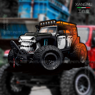 坦克300車貼拉花JEEP牧馬人北京BJ40玻璃側窗貼紙改裝 飾汽車貼紙