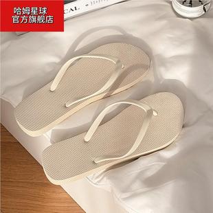 海邊軟底情侶防滑沙灘鞋 百搭平底夾腳涼拖鞋 人字拖ins風時尚 夏季
