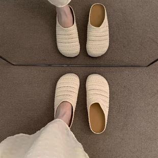 女 波西米亞風勃肯包頭半拖鞋 懶人一腳蹬編織涼拖外穿2025新款 夏季