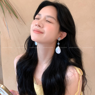 海邊拾貝 高級感耳釘耳墜 夏日天然貝殼流蘇耳環女適合旅游度假