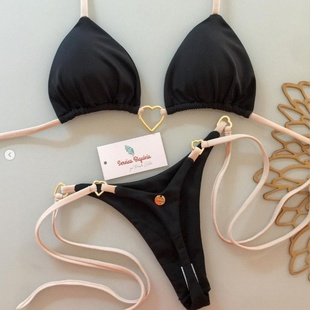 歐美ins女神范分體泳衣金屬環bikini小眾感比基尼性感泳裝