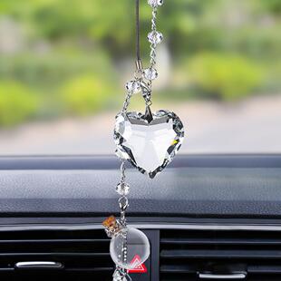 車載精油香薰掛件汽車香水空瓶水晶海洋之心漂流許愿瓶平安掛飾品