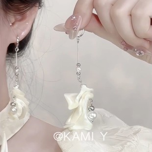 KAMI 夸張小眾獨特度假風耳飾 Y不對稱海螺貝殼耳環女輕奢氣質時尚