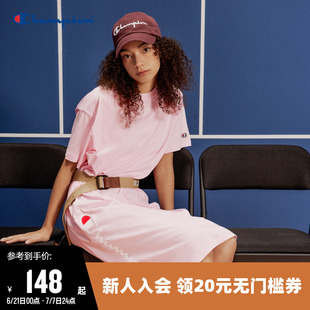 Champion冠軍連衣裙女2025夏季 草寫logo印花圓領長裙休閑裙子 新款