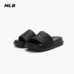 MLB官方男女情侶鉆石老花沙灘涼鞋 LPAC1 舒適感厚底拖鞋