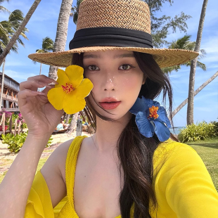 海邊度假風(fēng)扶桑花朵發(fā)夾沙灘寫真拍照配飾網(wǎng)紅同款 劉海側(cè)邊夾頭飾