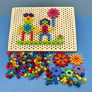 6歲兒童早教智力玩具 木制訓練蘑菇釘飛行棋插釘插珠拼圖拼畫
